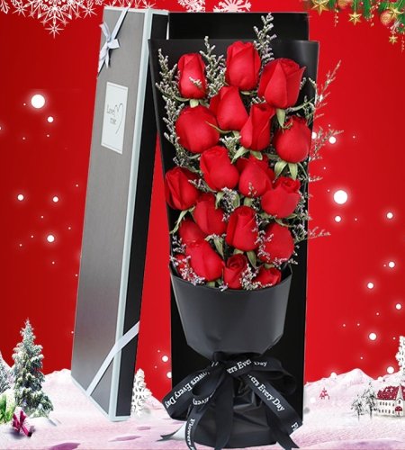 甜蜜圣诞-19枝红玫瑰礼盒