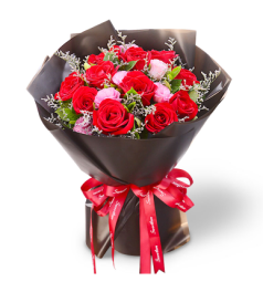 品质的爱--11枝精品红玫瑰，桔梗适量搭配