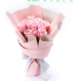俏佳人--11枝精品粉玫瑰，搭配适量情人草装饰