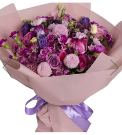 岁月年华--19朵冷美人紫玫瑰，花边紫色多头康8枝，搭配紫色桔梗，乒乓菊、小雏菊