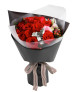 女神--红玫瑰16枝，红豆5枝，粉色桔梗1枝，银叶菊2枝