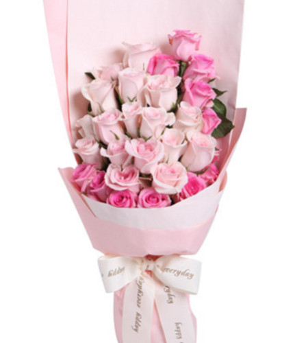 把握幸福--粉佳人粉玫瑰17枝+水粉色苏醒玫瑰12枝