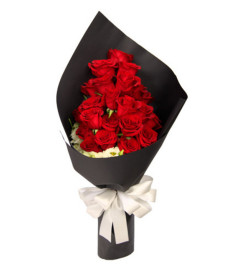 不变的爱--红玫瑰22枝,白色洋桔梗适量
