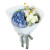 幸福平安－－白玫瑰9枝，蓝绣球1枝