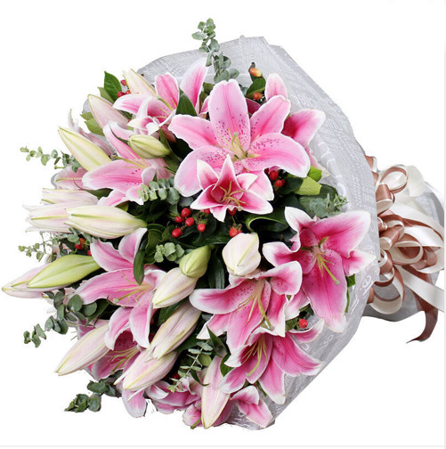 白头偕老-9枝粉色多头香水百合