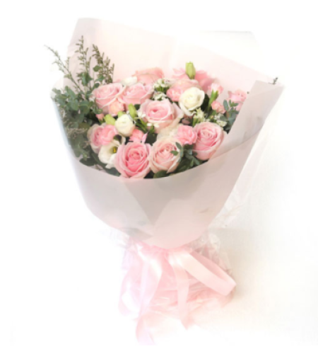 魅力无限--11枝粉玫瑰，多头康乃馨