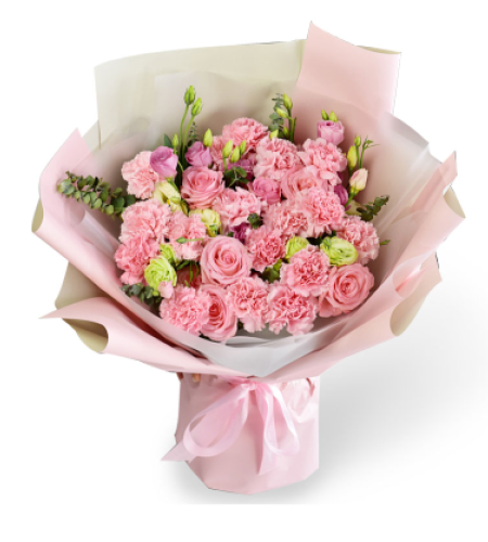 爱你如光--19枝粉色康乃馨+6枝粉玫瑰