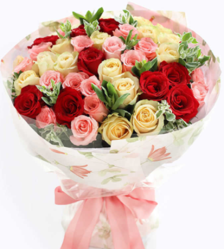 所有的爱--红玫瑰11枝、香槟玫瑰19枝、戴安娜粉玫瑰20枝