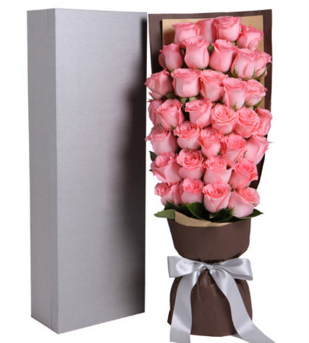 曙光--精品玫瑰礼盒:戴安娜粉玫瑰33枝