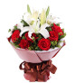 情人節快樂--紅玫瑰11枝,2枝多頭白香水百合