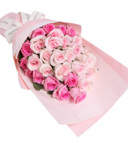 把握幸福--粉佳人粉玫瑰17枝+水粉色苏醒玫瑰12枝