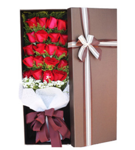 愛如磐石--19枝紅玫瑰花盒
