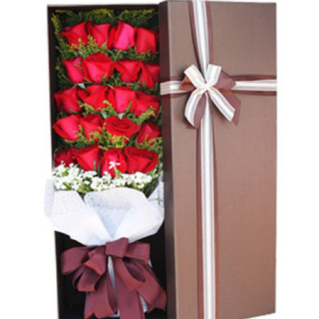 爱如磐石--19枝红玫瑰花盒