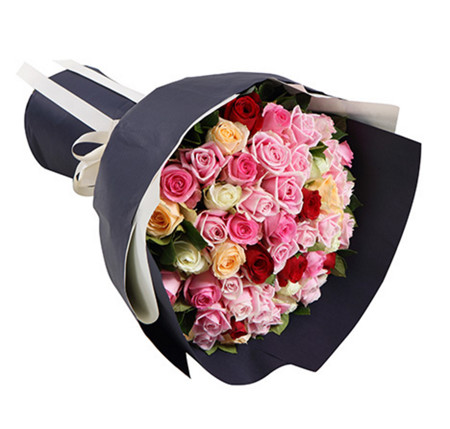 五彩缤纷--各色玫瑰共50枝