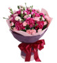愛媽媽--紫紅色康乃馨12枝，多頭粉色康乃馨7枝
