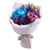 美妙时刻－－蓝玫瑰(昆明产,人工染色)9枝，紫玫瑰3枝，紫色桔梗3枝