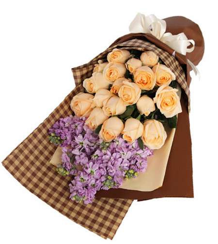 幸福就在其中--香槟玫瑰19枝