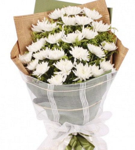 清明节花束C--25枝白色菊花