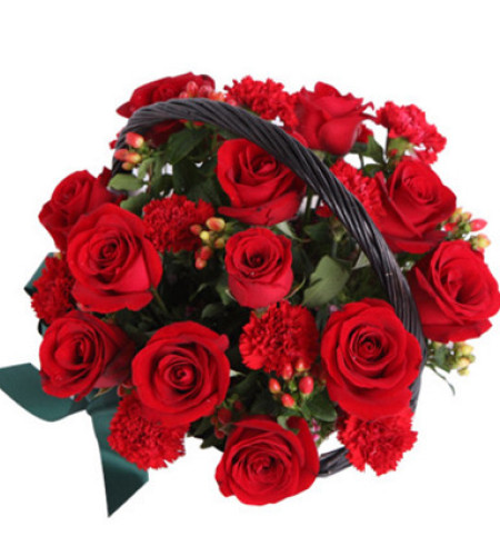 热切期盼--红玫瑰12枝，红康乃馨12枝