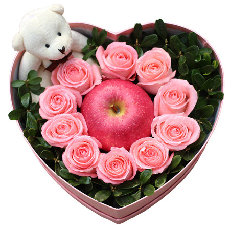 10枝粉色玫瑰＋1个苹果＋1只公仔.jpg
